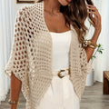 Women's Open-Knit Crochet Cardigan Cover-Up