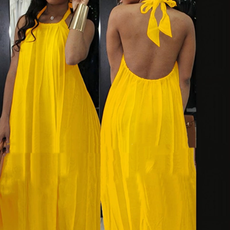 Sun Goddess Backless Maxi Dress