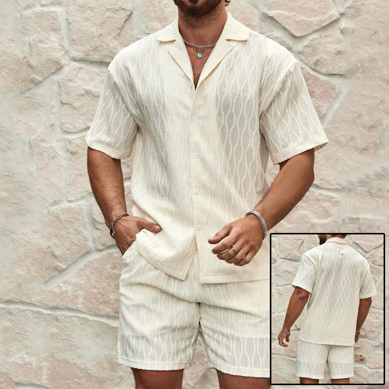 Resort Elite Men's Short Set | Textured Button Shirt & Tailored Shorts Set
