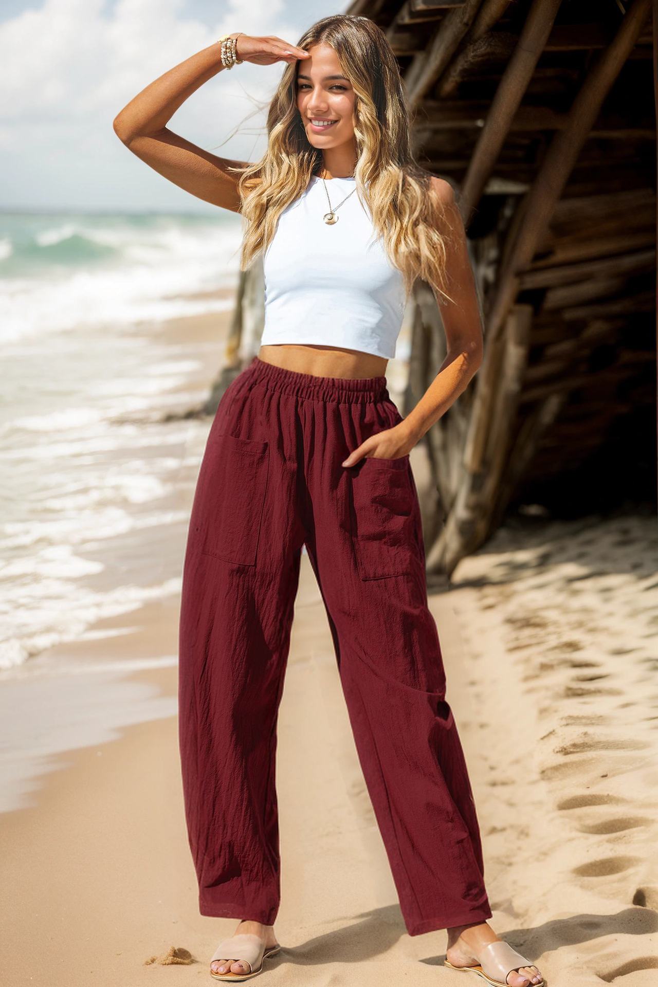 Breezy Linen Vacation Wide-Leg Pants