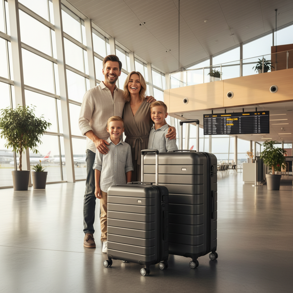 Family with LeJean Voyager Luggage - Luggage Featured