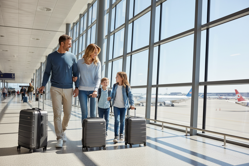 Family with LeJean Voyager Luggage