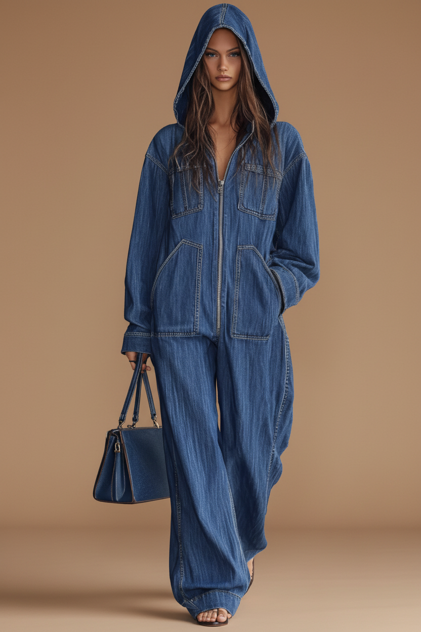 Hooded Denim Taupe