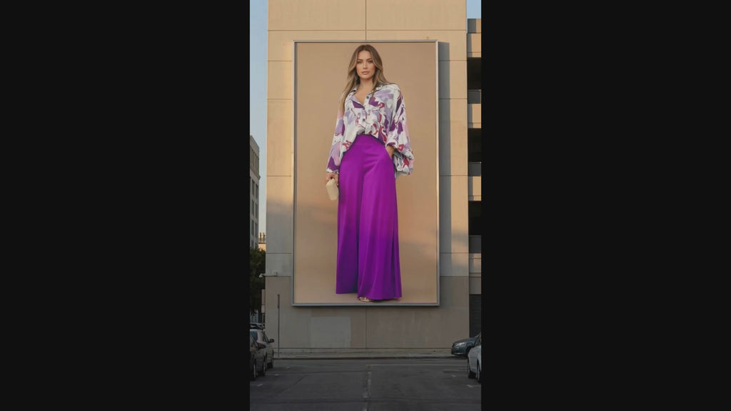 Printed Flowy Shirt & Wide-Leg Pants Set | Women's Resort Travel Suit