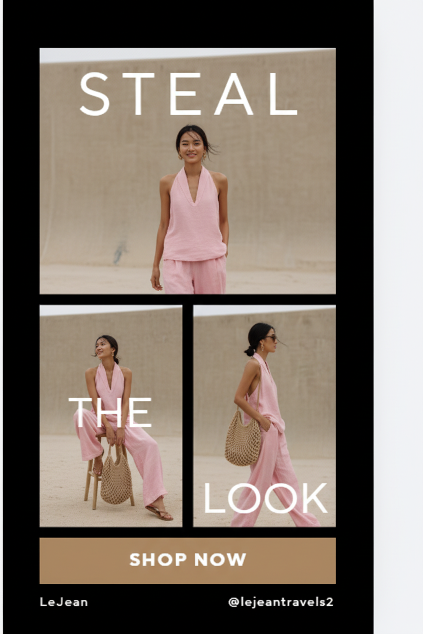 Steal The Look — Pink V-Neck Halter Set