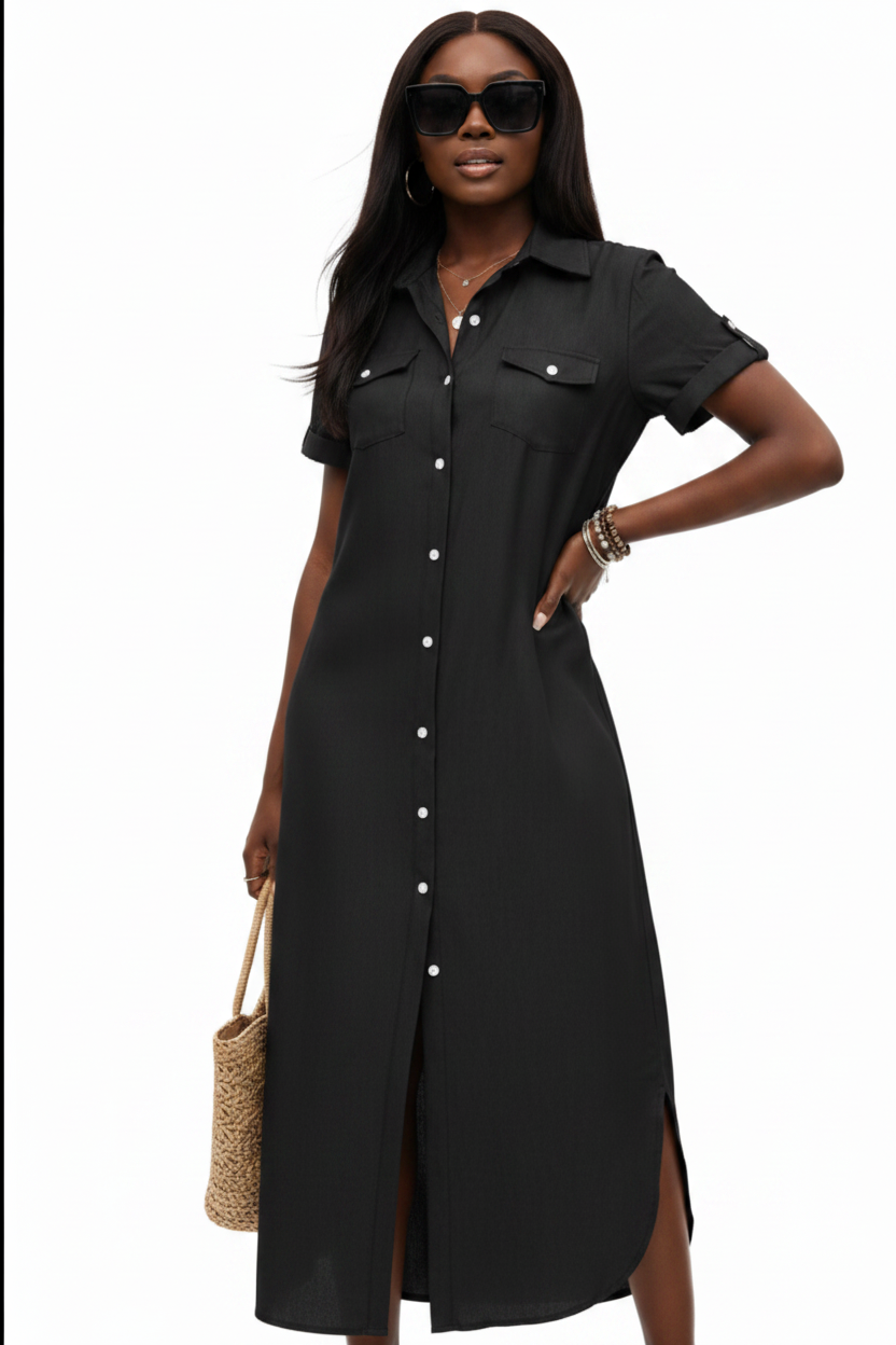 Stylish Black Midi Dress Editorial